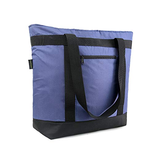 BeeGreen Cooler Bag Soft Insulated Tote for Beach Travel Grocery Shopping Lunch Portable Large Ice Coolers with Handle Hard Freezer Bags with Zippered Top Foldable Leakproof Delivery Totes Navy - color: Navy Blue
