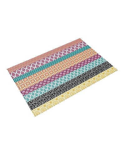 Large Outdoor Rug 4'x6' for Patio Indoor Outdoor Area Rug Art Boho Style Geometric Texture Purple Orange Rugs Outside Patio Rugs Camping Carpet Mat for Spring Picnic
