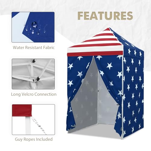 EAGLE PEAK 5x5 Instant Canopy with 4-Side Wall Panels, Small Pop up Portable Canopy Tent with Carry Bag, Light Weight Sun Shelter for Sports, Camping and Beach, American Flag - color: American Flag