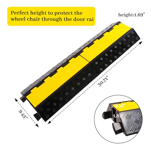 Rubber Cable Ramp Cable Protector Ramps Wire Hose Protective 1 Channel Traffic Rubber Plastic Cord Cover Speed Bump for Asphalt Concrete Gravel Driveway Outdoor, 2 Pack - color: 1 channel-2 pack
