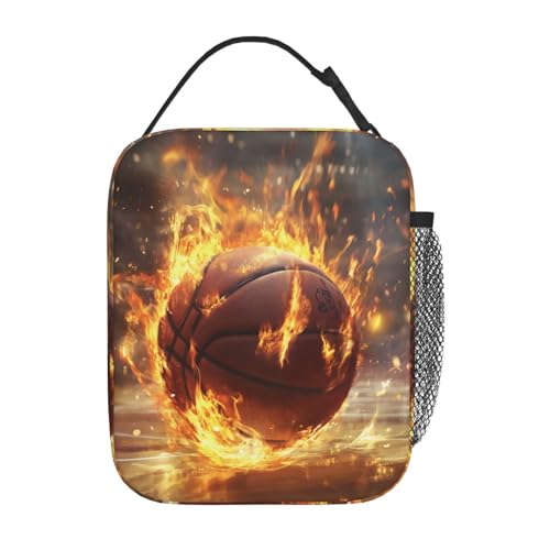 Basketball Lunch Box Insulated Lunch Bag for kids Girls Boys Women,Reusable Lunch Box Containers for Women Men,Durable Cooler Tote Bag Lunchbox for Office/School/Picnic - color: Basketball02