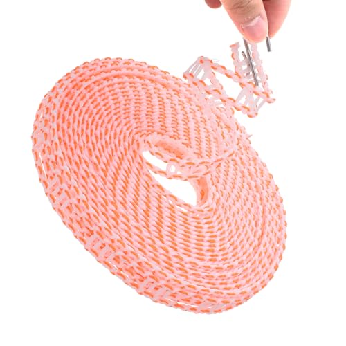 uxcell Windproof Clothesline, 10M 33ft Plastic Non-Slip Clothes Drying Rope Portable Travel Clothesline for Courtyard Outdoor Laundry Camping, Orange - color: Orange, size: 32.8ft