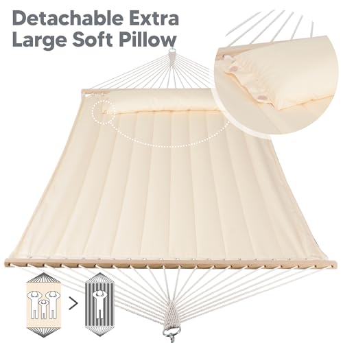 SUNCREAT Hammocks Replacement Hammock for Stand, 475 lbs Capacity, Two Person Backyard Hammock for Outside, Beige - color: Beige