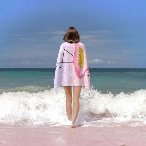 Cute Flamingo Beach Towel for Women/Adults, Personalized Microfiber Beach Towels Bulk, Quick Dry Beach Towel for Pool, Lightweight Bath Towels Oversized Clearance 30"x 60" - color: Flamingo2, size: 30"x 60"