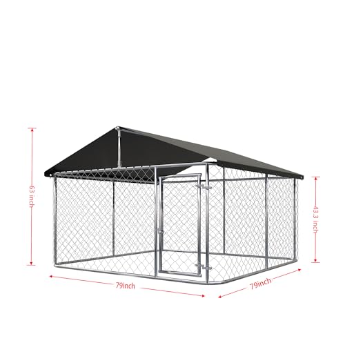 Petony Outdoor Dog Playpen Heavy Duty Dog Kennel House Mesh Dog Big Cage Pet Kennel Steel Fence with Secure Lock (6.56‘x 6.56’)