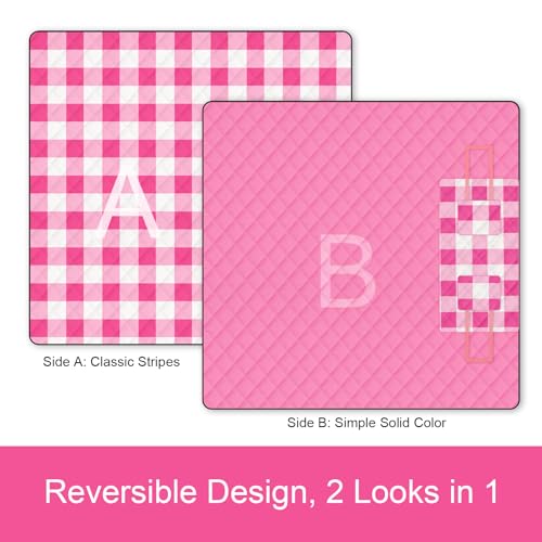 2 in 1 Tote Picnic Blanket Waterproof Outdoor Camping Mat，Large Capacity Beach Blanket 80''x80'' 7 Layers Easy to Foldable and Carry. - color: Pinkcheck