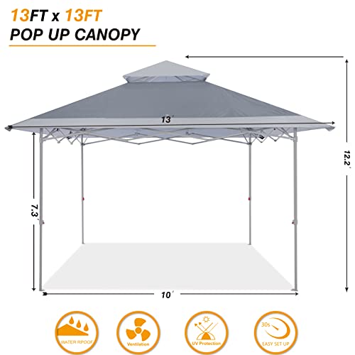 COOSHADE 13x13Ft Pop Up Canopy Tent Instant Folding Shelter 169 Square Feet Large Outdoor Sun Protection Shade(Grey) - color: Grey1