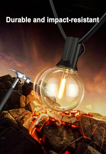 Outdoor String Lights 200FT Waterproof Globe String Lights with 104 Shatterproof G40 LED bulbs, Dimmable Connectable Patio Light String Lights for hanging Bistro Backyard Gazebo,2-Pack x 100ft - color: Black G40 Bulbs, size: 200 Feet