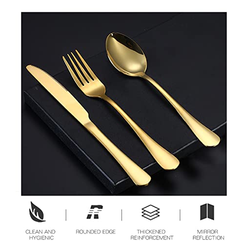 Portable Utensils Set with Case,Reusable Office Flatware Set,Healthy Travel Cutlery Set 3 PCs Stainless Steel Fork, Spoon,Knife Cutlery Ideal for Travel, Lunch Box and Camping (Gold-3PCs) - color: Gold - 3 PCs