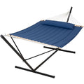 SUNCREAT 2 Person Free Standing Hammock with 15 ft Stand, 475 lbs Capacity, Backyard Hammock with Stand, Navy - color: Navy, size: 15 ft Stand