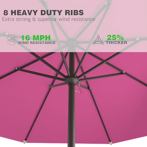 AreShark 12 FT Patio Umbrella for Outdoor, Outdoor Table Umbrella, Outdoor Patio Umbrellas with 8 Sturdy Ribs, Patio Umbrellas for Market, Garden, Deck, Backyard, Pool (Rose Pink) - color: Rose Pink, size: 12FT