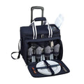 Picnic at Ascot Original Insulated Picnic Cooler with Service for 4 on Wheels-Designed & Assembled in the USA - color: Navy