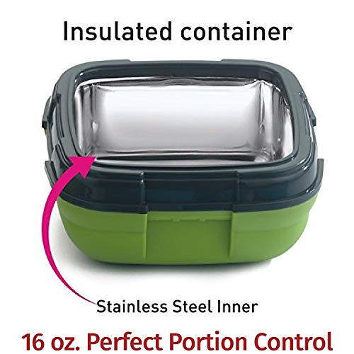 Pinnacle Insulated Leak Proof Lunch Box for Adults and Kids - Thermal Lunch Container With NEW Heat Release Valve 16 oz ~Set of 2~ Green-Yellow - color: Green-yellow