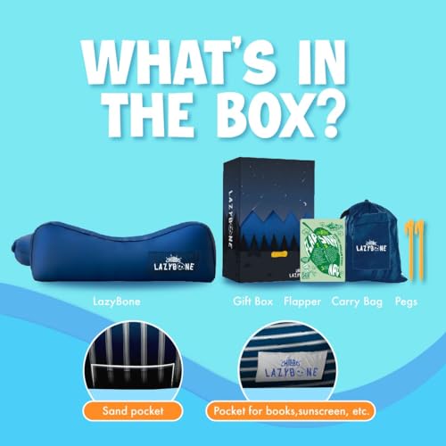 Chillbo Inflatable Couch – Unique Designs - No-Pump Setup, Ripstop Polyester, Stability Pegs, Fun Prints - Portable Air Inflatable Lounger for Beach, Camping, Festivals, and Tailgating - color: Royal Blue, size: X-Large