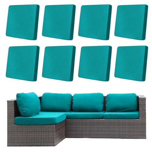 8Pcs Outdoor Cushion Covers, Patio Cushion Covers,Stretch Elastic Slipcovers, Replacement Washable & Reusable Furniture Protector for Patio Couch (Peacock Blue,Cover Only) - color: Peacock Blue, size: 8Pcs-Solid color