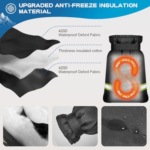 Upgrade Ourdoor Faucet Covers for Winter Freeze Protection, Large Hose Bib Covers, 2 Pcs Waterproof & Frost Free Water Pipe Insulated Protector Black - size: 9.4"w * 6.7"h Black 2pcs
