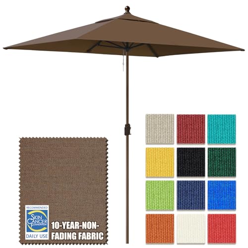 EliteShade USA 10-Year-Non-Fading 6.5x10Ft Rectangular Market Patio Umbrella, UPF 50+ UV Protection Performance Sun Umbrella, Heavy Duty Commercial Grade Outdoor Table Umbrella with Crank, Windproof Vented Top for Garden, Pool, Deck and Outdoor Playsets,