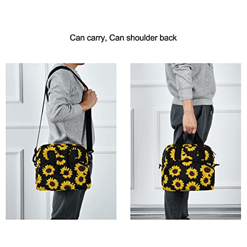 Sunflowers Insulated Lunch Bag Reusable Lunch Tote Bag Cooler Bag for Women Men Adult Lunch Box with Adjustable Shoulder Strap Leakproof Lunch Bag for Work School Picnic Camping - color: Sunflowers