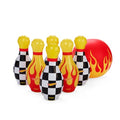 Hot Wheels & FUNBOY Inflatable Checkered Flame Kids Backyard Bowling Set with Large Ball and Six Bowling Pins
