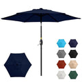 SUNVIVI OUTDOOR 7.5' Outdoor Patio Umbrella, Patio Umbrella, Market Umbrella, Aluminum Pole Umbrella with Push Button Tilt and Crank, 6 Ribs, Polyester Canopy, Navy Blue