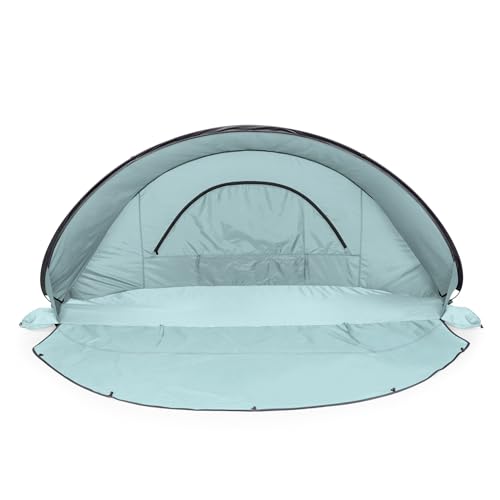 Picnic TIME Manta Portable Beach Tent, Fully-Assembled Pop Up Tent, Beach Shade and Sun Shelter, Instant Outdoor Shade with Carrying Bag for Outdoors and UPF50+ UV Protection, (Light Blue) - color: Light Blue