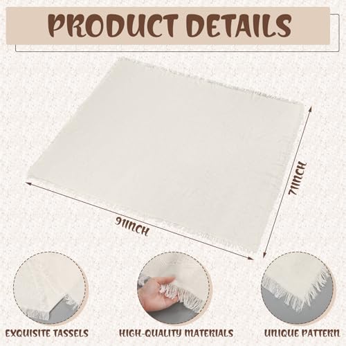 Beeveer Extra Large Outdoor Boho Picnic Blanket 91'' x 71'' White Table Runner 6 Throw Pillow Cover Woven Cotton Yarn Oversize Beach Blanket Washable for Picnic Camp Wedding - color: White, size: Fit 4-6 People 91'' X 71''