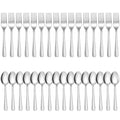 32-Piece Forks and Spoons Set, Premium Stainless Steel Silverware, Mirror Polished & Dishwasher Safe, Food Grade Cutlery Set for Home, Kitchen, Restaurant, Party Use（16 Forks and 16 Spoons） - size: 32PCS