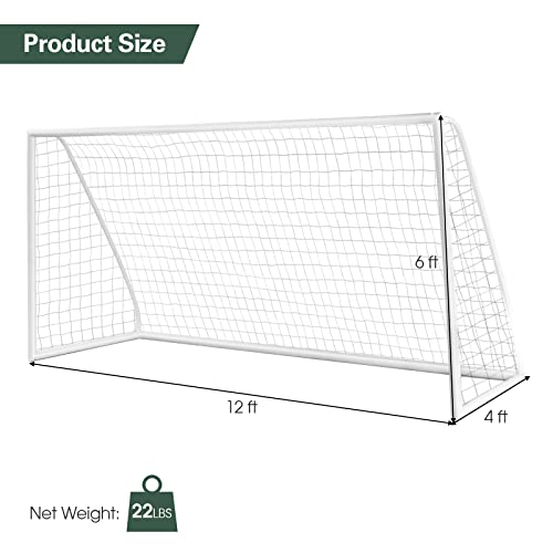 Soccer Goal, 12FT x 6FT/6FT x 4FT All-Weather Soccer Net with Frame, Quick Set-Up, Resilient Netting, Portable Soccer Goals for Backyard School Kids Soccer Training - size: 12FT x 6FT