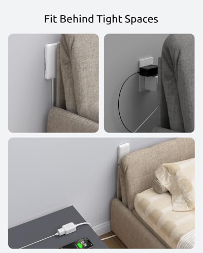 NUTICT Outlet Cover Extension Cord Long 10ft, 3 Outlets Indoor Flat Extension Cord & Ultra-Thin Flat Wall Plug, 900J Surge Protector, 13A/1625W, ETL Listed, Behind Bed Couch Dresser Furniture, White - color: White, size: 10ft(3 Prong Plug), style: for Sta