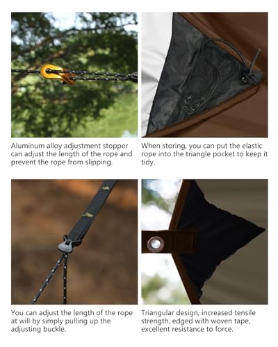 Ultralight Tarp, 14ft Hammock Rain Fly Lightweight Waterproof Camping Tent Tarp with Doors, Bushcraft Tarp Shelter for Backpacking Hiking Camping - color: Coyote Brown