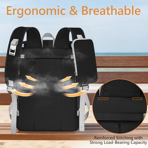 Cooler Backpack, 40 Cans Insulated Lunch Backpack Picnic Backpack for Men&Women, Durable Cooler Bag with 2 Leak Proof Compartments for Picnic, BBQ Camping, Lunch, Beach, Hiking, Black - color: Black