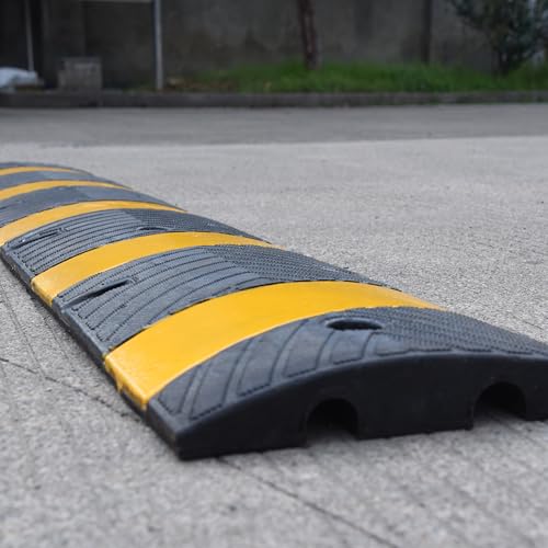 Orangestar Speed Bumps 2-Pack, 6FT Heavy Duty Rubber Driveway Bump with 8 Screws for Asphalt, Concrete, Gravel, 2-Channel Cable Protector - size: Rubber Ramp-2 Pack
