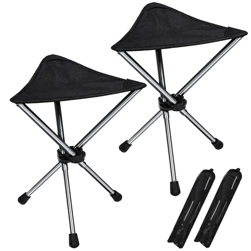 REDCAMP 2 Pack Ultralight Camping stools with Retractable Legs, Portable 3 Legged Tripod Camping Stools for Adults Fishing Backpacking Hunting, Black - color: Black, style: 2 pack Ultralight