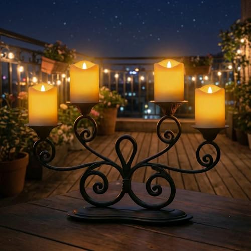 Solar Candles Outdoor Waterproof,Flameless Pillar IP65 Waterproof White Fake Candle,Dusk to Dawn,Solar Powered LED Candles for Patio Yard Table Deck Window Outdoor Lantern Decor,3"x4", Set of 2 - color: D3"xH4", 2 PCS