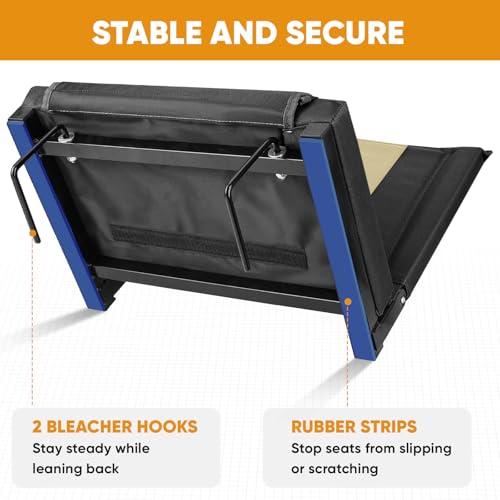APEXUP Stadium Seats with Back Support, Portable Bleacher Seat with Large Pocket and Cup Holder, Wide Stadium Chair for Sports Events and Concerts - color: Steel Grey+gold