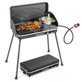 Giantex Portable Propane Grill & Camping Stove, 20,000 BTU Gas Camping Grill Burner, Independent Temperature Control, 3-Sided Wind Guard, Detachable Legs, for BBQ, Tailgating, Outdoor Cooking (Black) - color: Black