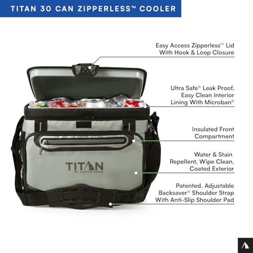 Titan by Arctic Zone Deep Freeze Cooler - Zipperless Hardbody Cooler - Deep Freeze Insulation, HardBody Liner, and SmartShelf - color: Seagrass, size: 30 Can