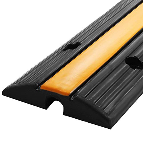 Reliancer 4 Pack 1-Channel Rubber Cable Protector Ramp Traffic Speed Bump 18000lbs Capacity Heavy Duty Cable Protective Cover Ramp Driveway Hose Cord Track Protector Wires Concealer for Garage Parking - size: 4 Pack 1-Channel