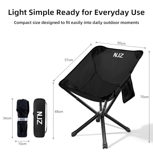 Premium Camping Chair, Folding Outdoor Chair with Aluminum Frame, Sturdy and Durable Portable Chair for Camping, Fishing, RV Travel, All-Weather Use - color: Black, size: E