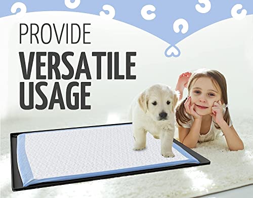 Skywin TidyFriend 2 Pk Pee Pad Holder Tray for 30” x 23” Pee Pads with Corner Lock Holes, Raised Edges, Non-Spill, Easy to Clean Silicone Dog Potty Tray Holder, for Indoor Floor Protection (Black) - color: Black, size: 30 X 23 Inches - 2 Pack