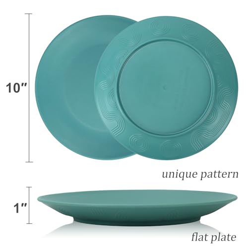 Wrova Wheat Straw Dinner Plates 10 Inch Unbreakable Set of 8 - Dishwasher & Microwave Safe Plastic Plates Reusable - Lightweight Plates for kitchen,camping,salad,appetizer - Colorful - color: Navy Blue,Orange,Green,Yellow, size: 10 inch