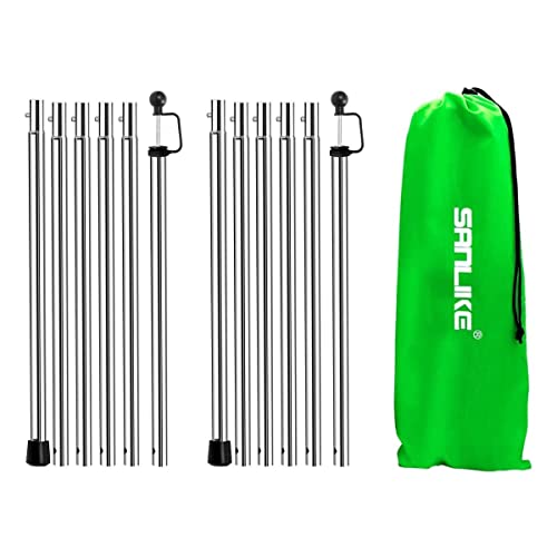SANLIKE Tarp Poles Adjustable Tent Poles for Tarps Thickened Heavy Duty for Outdoor Canopy Shelter Awning Replacement 12pc Rods- 95in Set of 2 Canopy Poles - color: 95" Tent Pole for Tarp Set,pack of 2