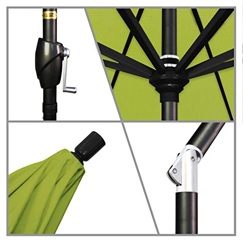 California Umbrella GSPT908302-5429 9' Round Aluminum Market, Crank Lift, Push Button Tilt, Black Pole, Sunbrella Macaw - color: Macaw