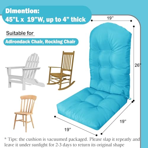 Adirondack Chair Cushion, Waterproof Outdoor Seat Cushions for Patio Furniture, Thick High Back Replacement Pad for Porch Lawn Wicker Dining Desk Chair, Rocking Chair Cushion, Teal - color: Teal