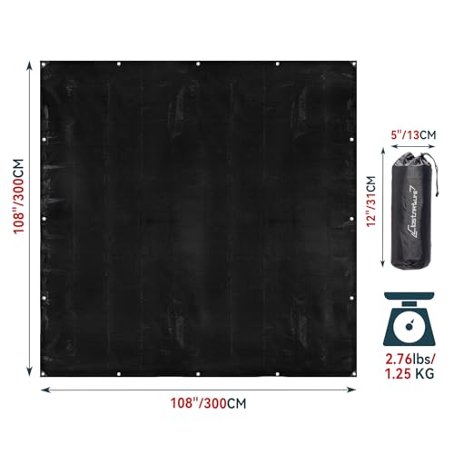 Clostnature Tent Footprint for Camping - Waterproof Camping Tarp, Heavy Duty Ground Sheet, Lightweight Tent Tarp with Carry Bag, Multipurpose Outdoor Floor Mat for Hiking, Backpacking, Hammock, Picnic - size: 118'' x 118''
