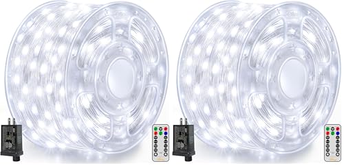 Ollny Christmas Lights Cool White, 600LED 197FT Christmas Tree Lights IP67 Waterproof, Plug in Fairy Lights with Remote 8 Modes Timer, Xmas Light for Outdoor Indoor House Holiday Decor (Pack of 2) - color: Cool White, size: 600 LEDs (Pack of 2)