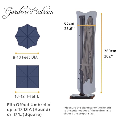 Patio Umbrella Cover for 9ft to 13ft Offset Umbrella, Water Resistant, Curved Cantilever and Straight Pole Parasol Outdoor Umbrellas Cover with Zipper and Rod Dark Blue - color: Dark Blue, size: Cantilever 9'-13'