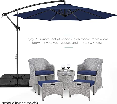 10ft Patio Umbrella Replacement Canopy 8 Ribs, Waterproof & Fade Resistant Market Umbrella Cover, Thickened Polyester Fabric for Backyard, Garden and Pool (Canopy Only) (Navy) - color: Navy