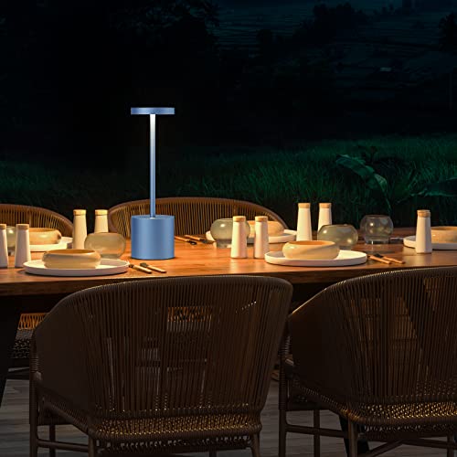 SAKRINGT 2 Pack Cordless Table Lamp Rechargeable,5000mAh Battery Powered Table Light, Dimming Portable LED Desk Lamp for Restaurant/Outdoor(Blue) - color: 2 Pack Blue