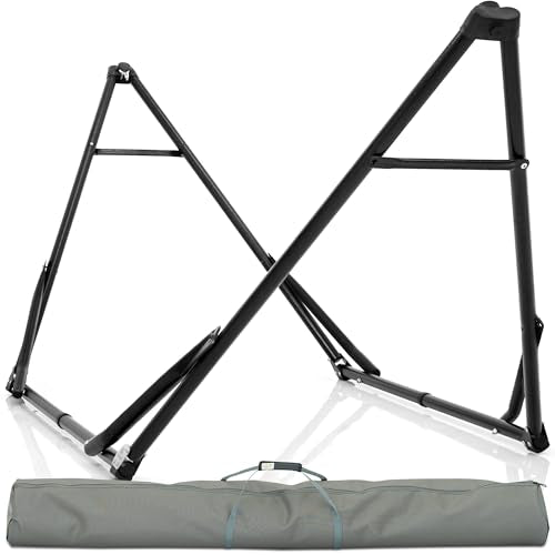 Tranquillo Unity Adjustable Hammock Stand, 800 lbs Capacity Steel Double Hammock Stand for 2 Persons, Premium Pre-Assembled Stand for Indoor Outdoor, Frame Black - color: 5. Frame Black, size: Large